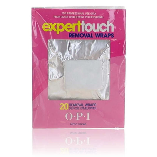 OPI Expert Touch removal wraps packet, pink with window and 20 count label