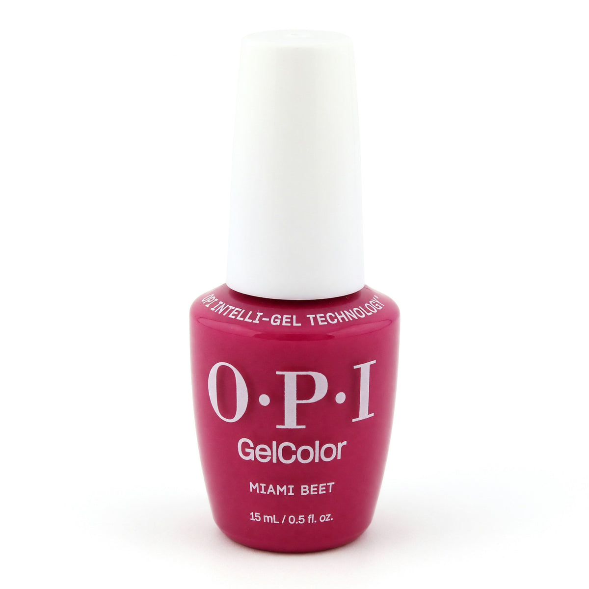 OPI GelColor gel nail polish bottle, deep berry red (Miami Beet)