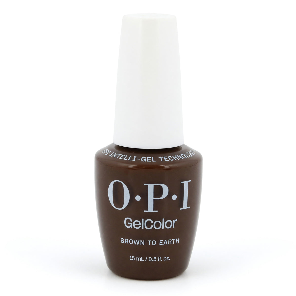 OPI GelColor gel nail polish bottle, dark brown "Brown to Earth", 0.5 oz