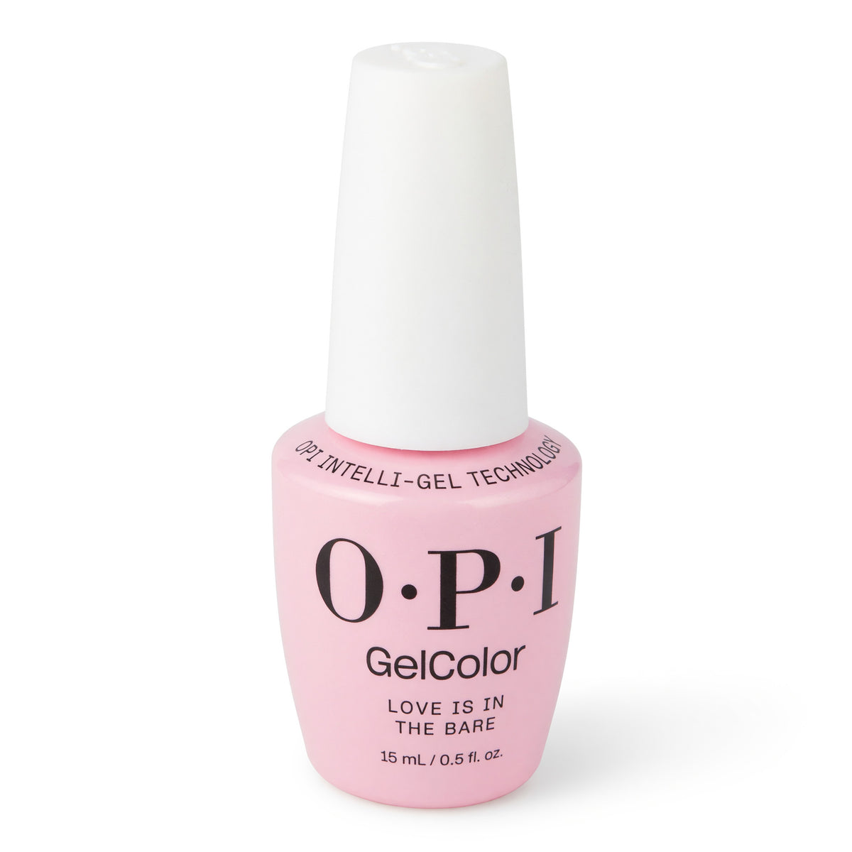 OPI GelColor gel nail polish bottle, pink-red shade, 0.5 oz
