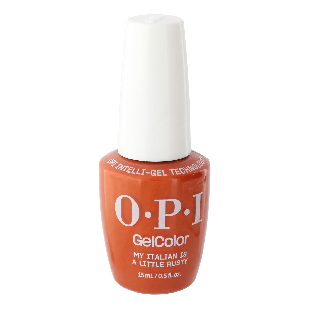 OPI GelColor gel nail polish bottle in warm rusty brown shade