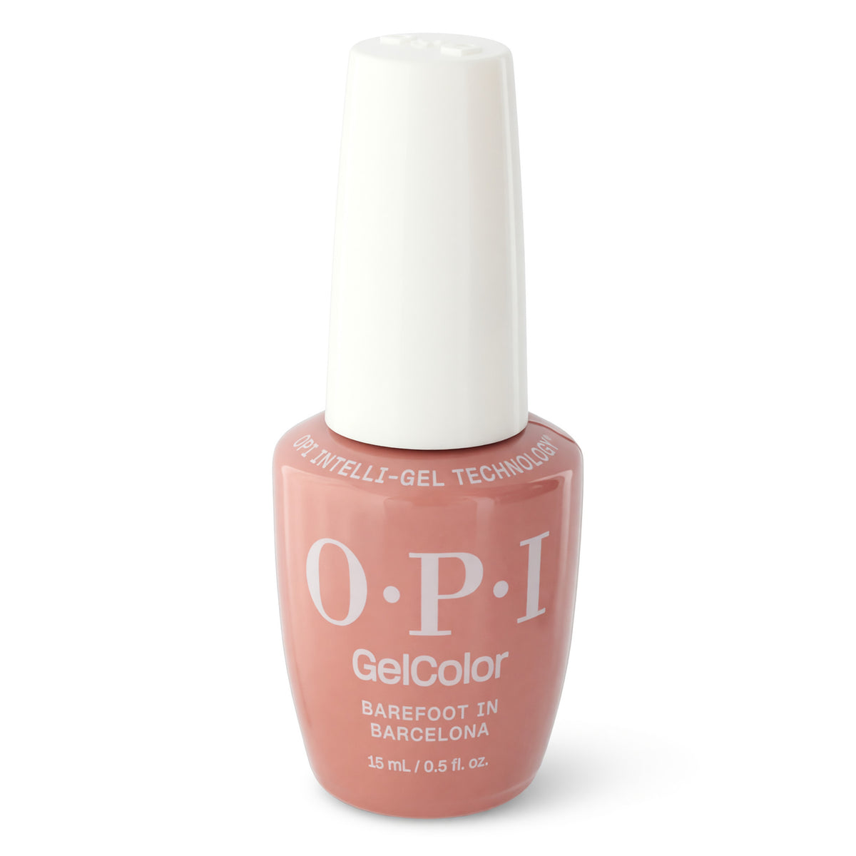 OPI GelColor Barefoot in Barcelona nude pink gel nail polish bottle, 0.5 oz