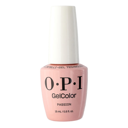 Pink OPI GelColor nail polish bottle, Passion shade, 0.5 fl oz