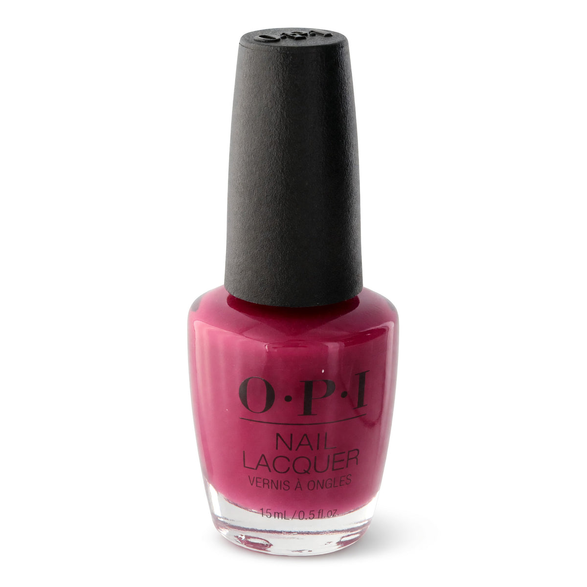 OPI Nail Lacquer bottle with glossy pink-red nail polish, 0.5 oz