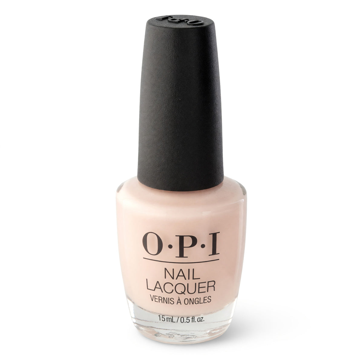 OPI Nail Lacquer bottle, nude beige nail polish in clear glass with black cap