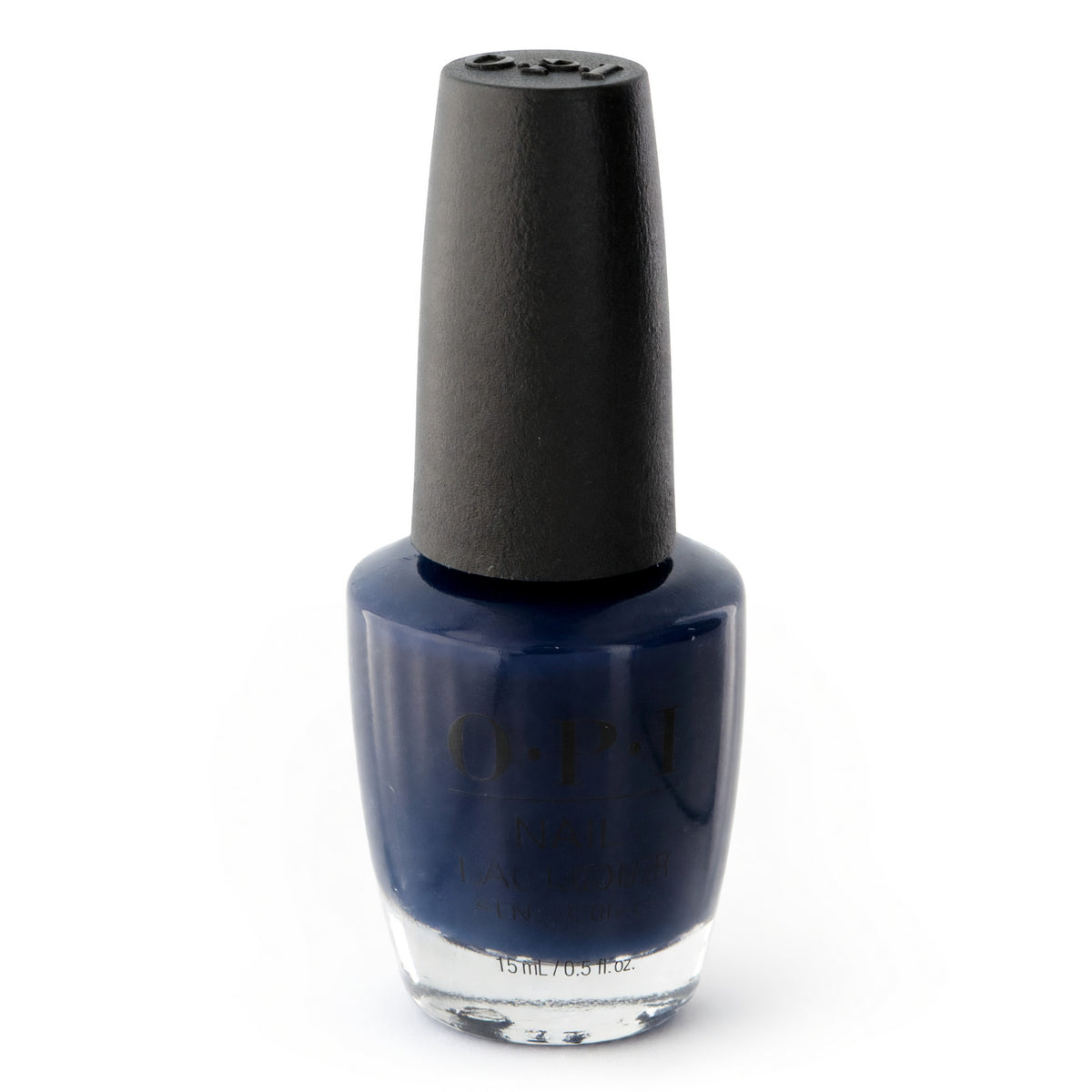 Blue nail lacquer bottle with black cap, 0.5 oz