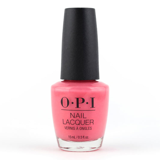 OPI nail lacquer bottle, bubblegum pink, 0.5 fl oz with OPI label