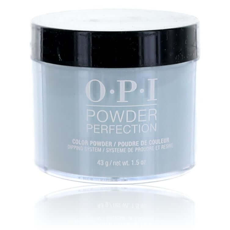 OPI Powder Perfection dip powder, pale gray jar with black lid.