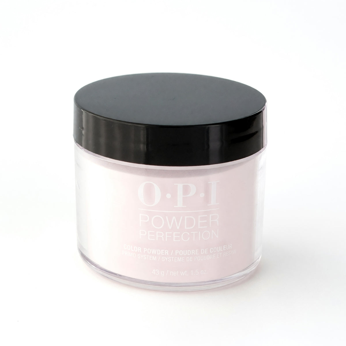 OPI Powder Perfection dip powder jar with black lid, nude-neutral shade