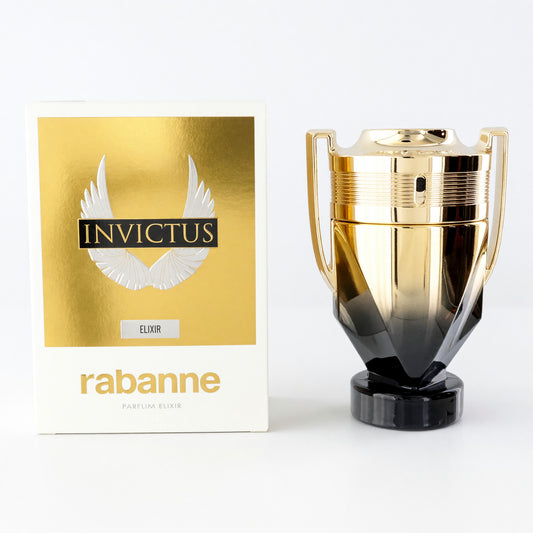 Men's Paco Rabanne parfum elixir spray with gold bottle and box, trophy-shaped