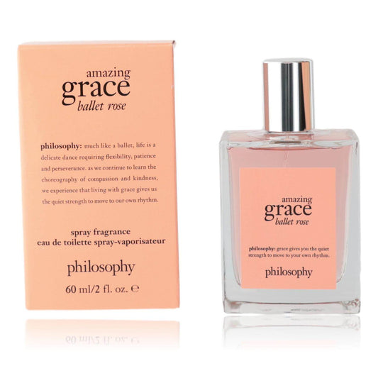 Amazing Grace Ballet Rose by Philosophy, 2 oz EDT Spray for Women in a stylish bottle with a pink label.