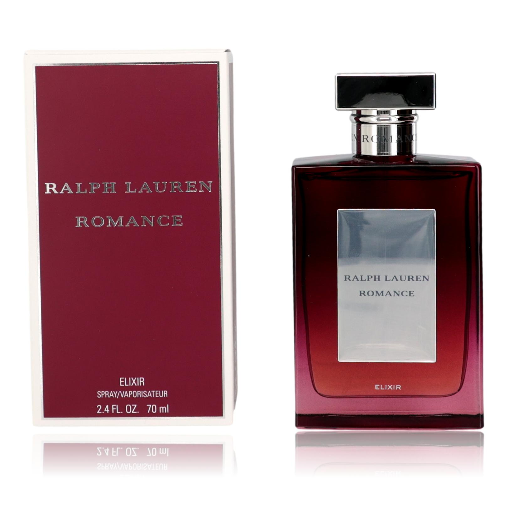 Ralph Lauren Romance Elixir EDP spray bottle with matching retail box