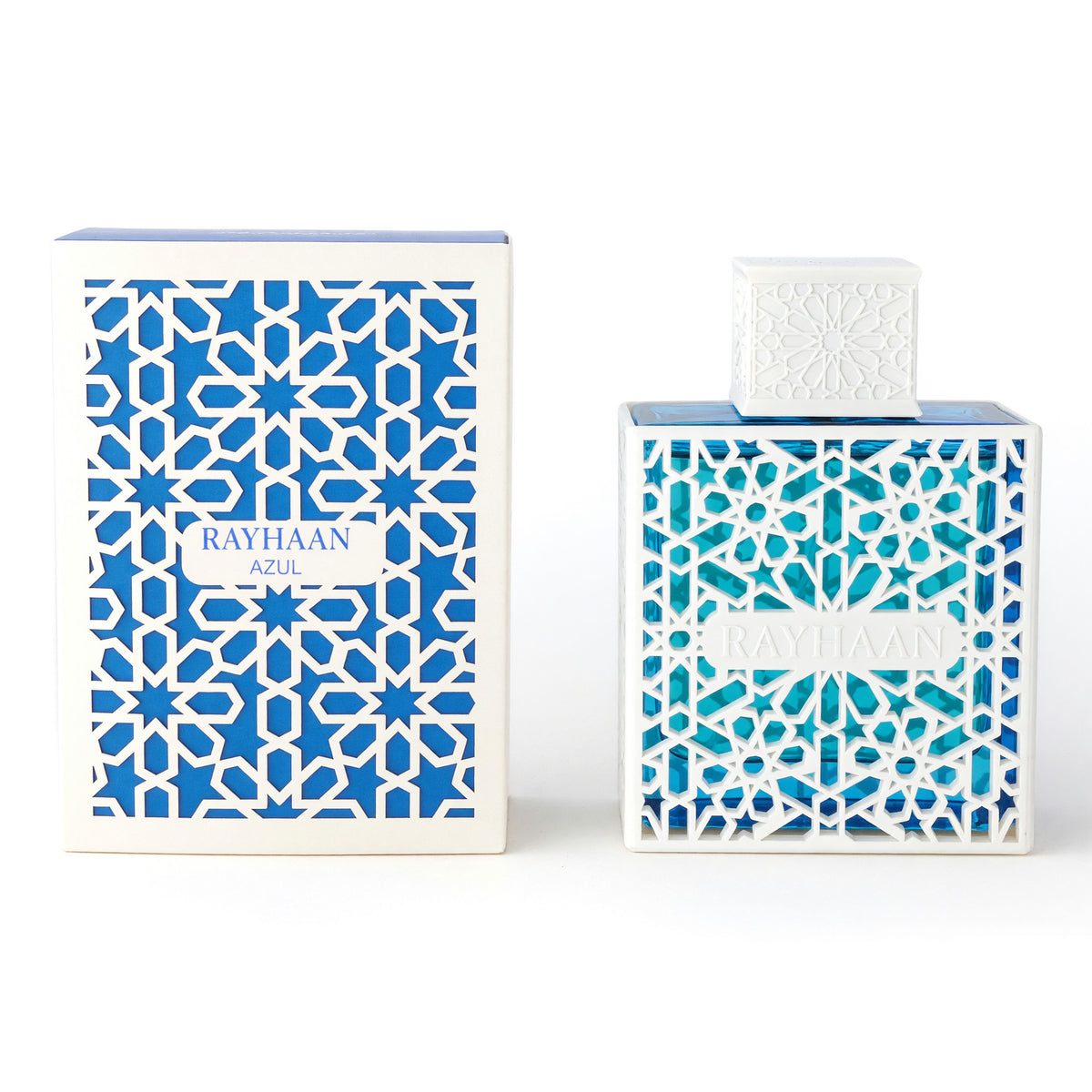 Rayhaan Azul men's EDP spray bottle and decorative box