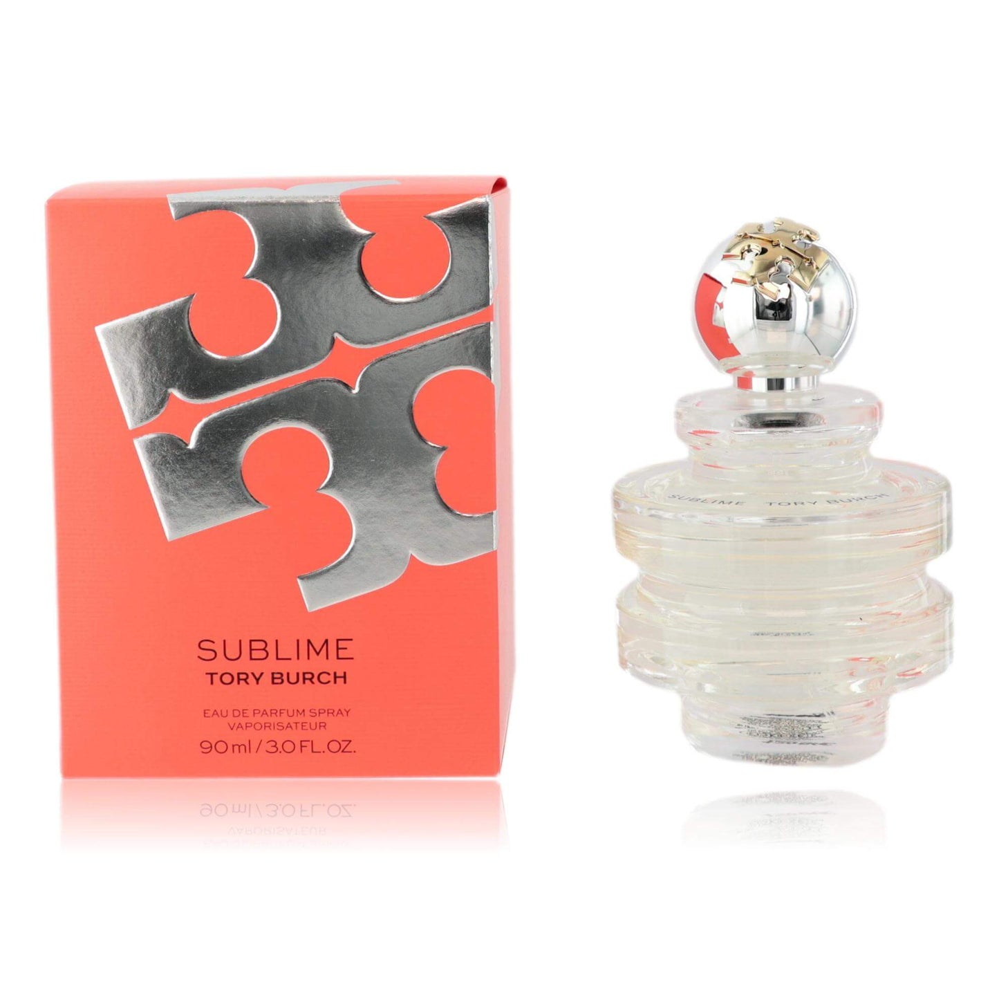 Sublime by Tory Burch women's EDP spray bottle with matching coral patterned box