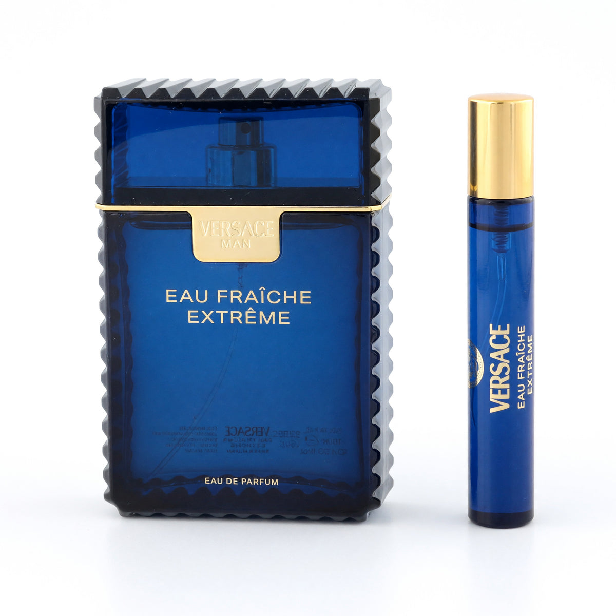 Versace Eau Fraiche Extreme men’s eau de parfum gift set with blue bottle and roller