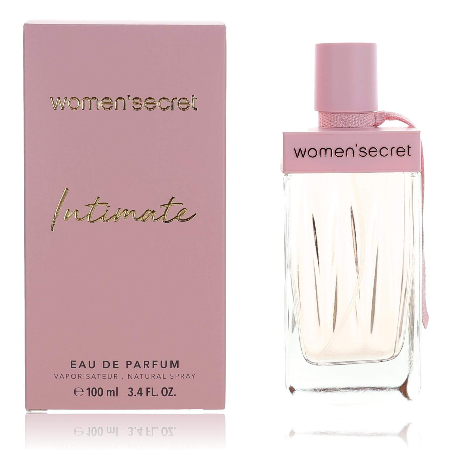 Women'secret Intimate eau de parfum spray bottle with pink cap and pink label