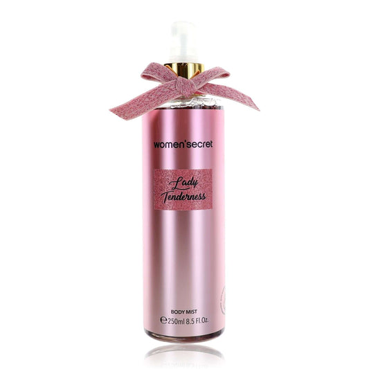 Women'Secret Lady Tenderness body mist bottle, pink satin finish, bow cap, 250ml