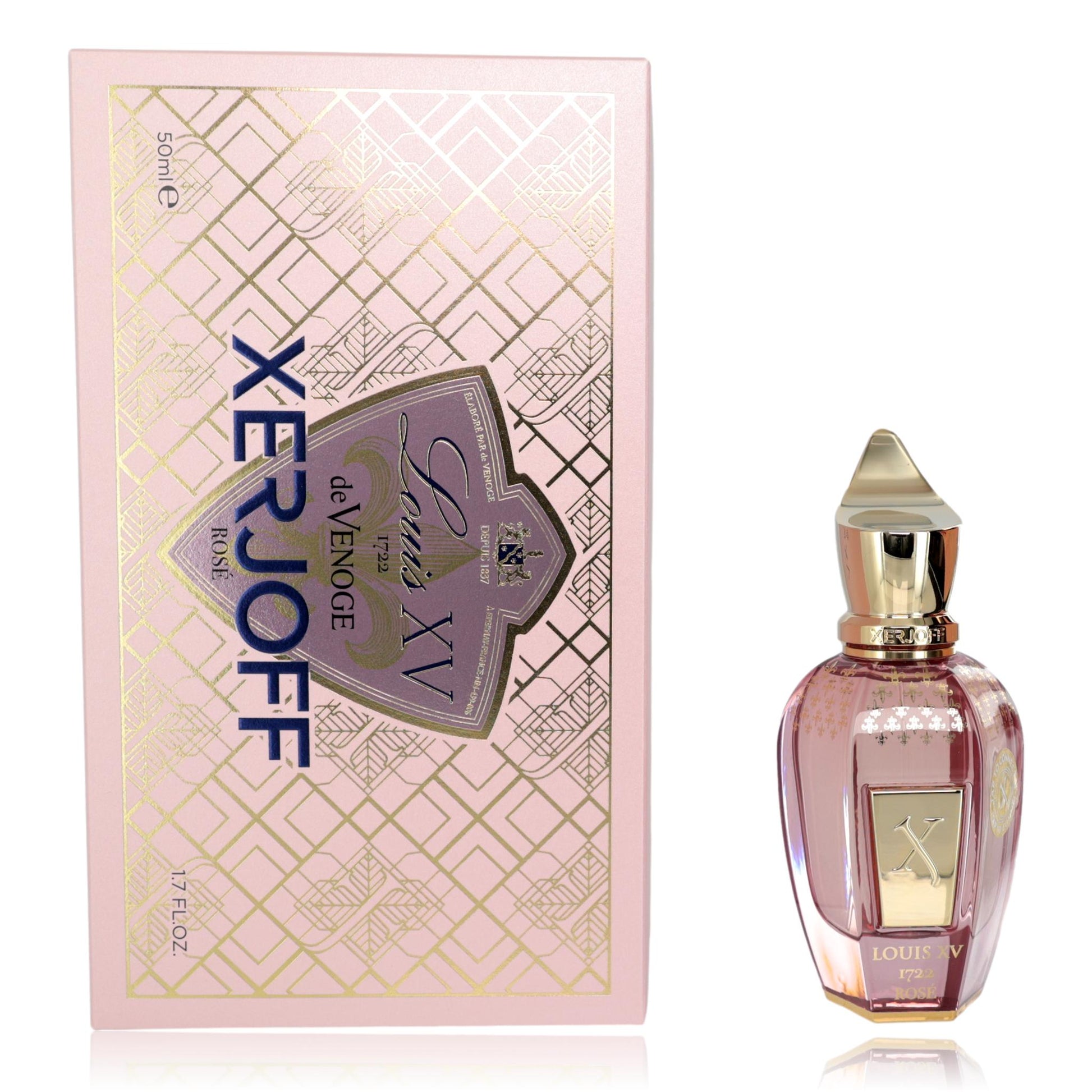 Louis XV Rose eau de parfum spray bottle with pink box, 1.7 oz