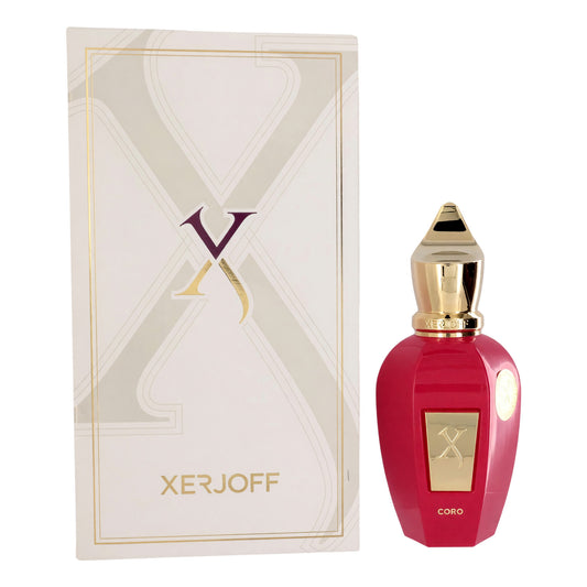 Coro by Xerjoff EDP spray bottle and box, 1.7 oz, red glass with gold cap