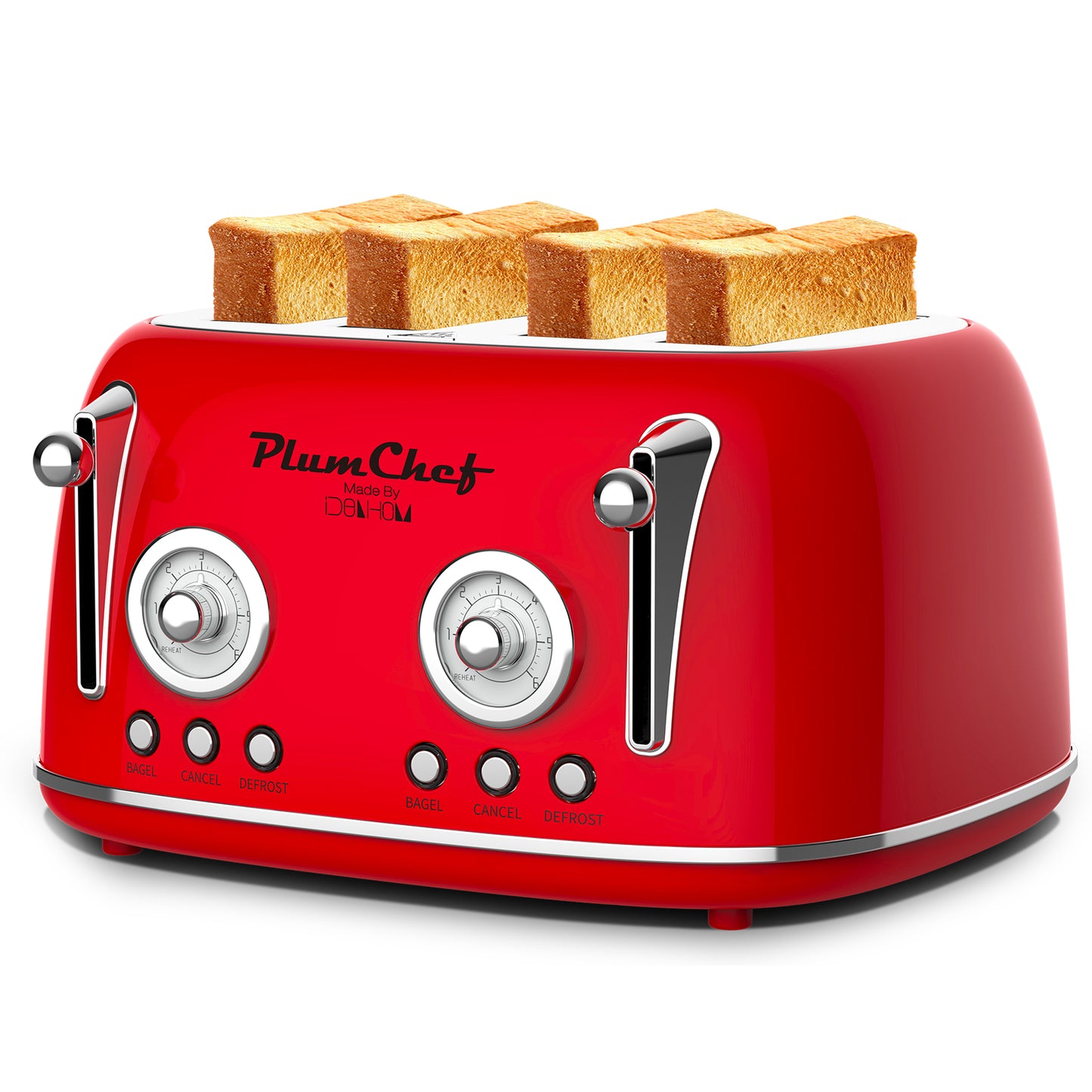 4-Slice Retro Toaster | 1650W Stainless Steel Toaster with Dual Controls