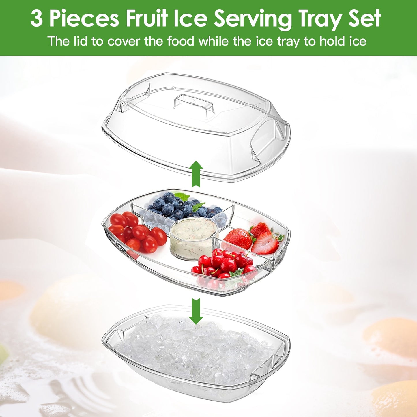 Chilled Fruit & Veggie Serving Tray - 4 Compartment Appetizer Platter