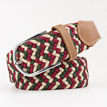 Women's Canvas Belt Student Pants Casual Stretch Braided Needle Buckle