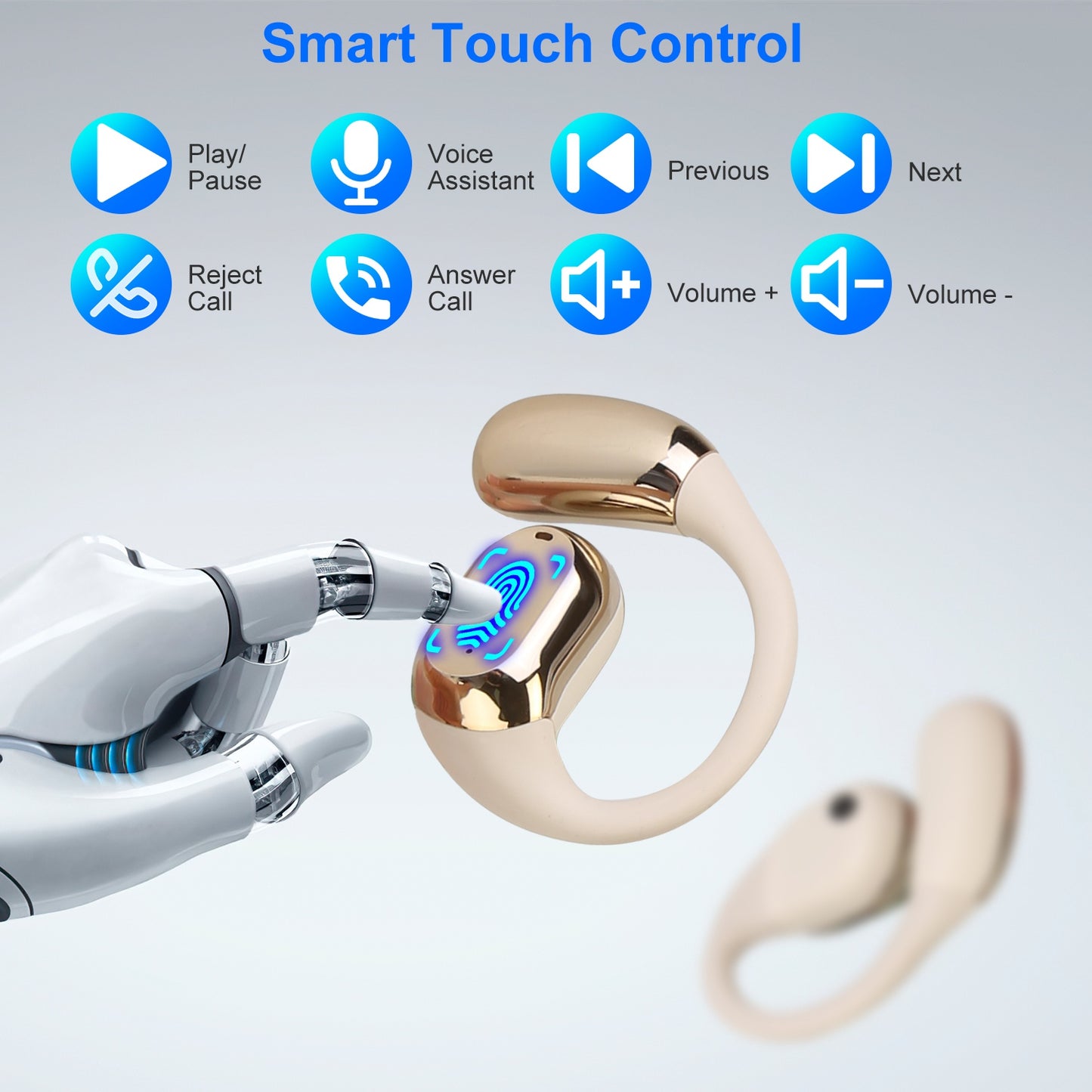 Open-Ear Bluetooth 5.4 Sport Earbuds | 300H Standby & LED Display