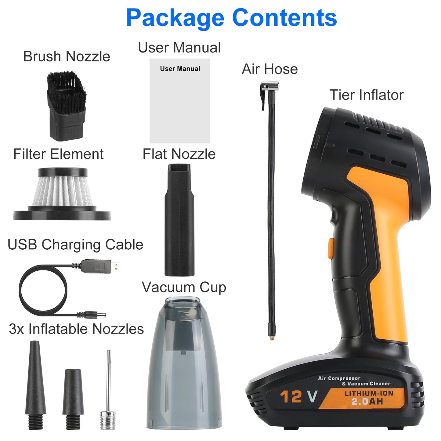 4-in-1 Cordless Car Vacuum & Tire Inflator 1Pc 4 In 1 Cordless Car Vacuum Cleaner A | Ectron Online