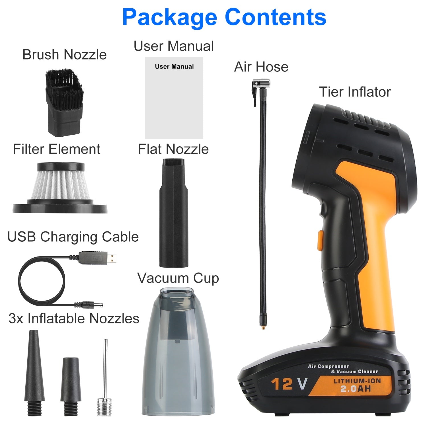4-in-1 Cordless Car Vacuum & Tire Inflator 1Pc 4 In 1 Cordless Car Vacuum Cleaner A | Ectron Online