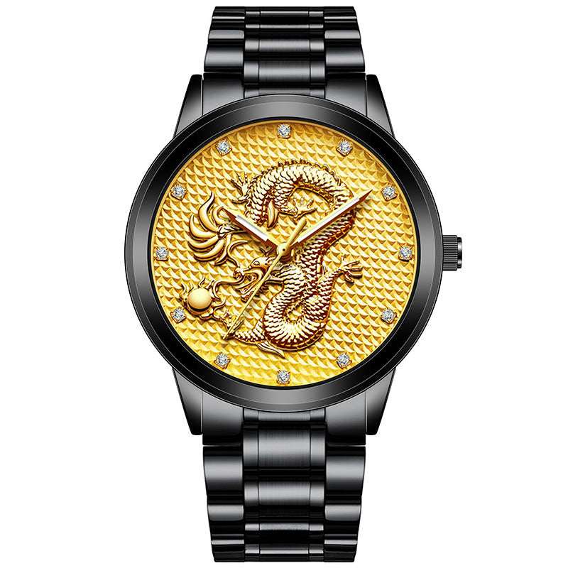Men's Embossed Golden Dragon Quartz Watch New Men's Embossed Golden Dragon Playing | Ectron Online