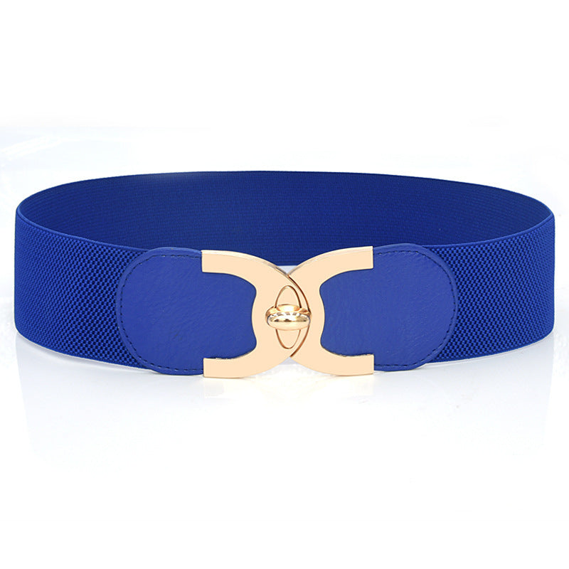 Wide Elastic Women's Belt with Decorative Fastener Fastener Decoration Wide Belt Women's El | Ectron Online