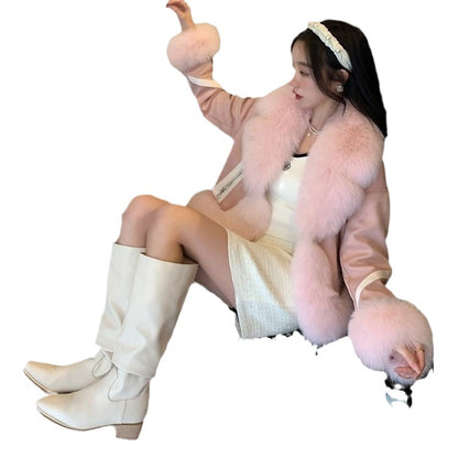 Women's Short Fashion Fur Coat | Thick Warm Autumn Winter Jacket Women's Short Autumn And Winter Cotton T | Ectron Online