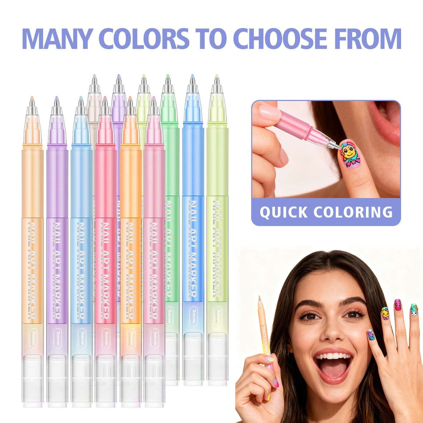 Painted Graffiti Nail Art Highlighter And Outline Graffiti Pen Set