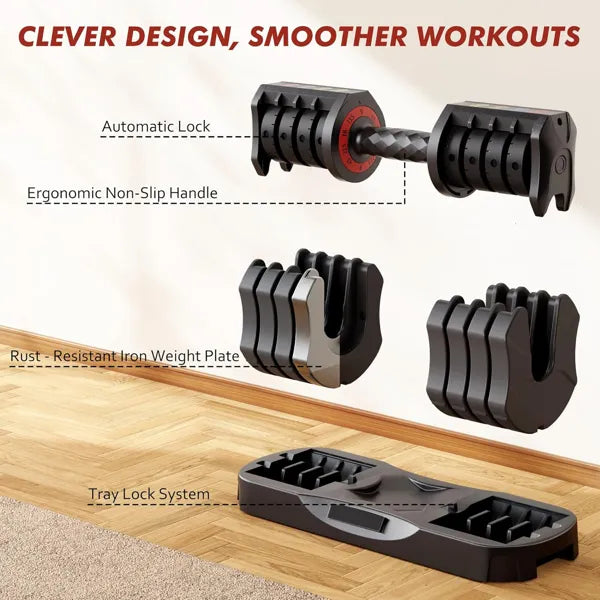 22.5LB Adjustable Dumbbell Set | 5-in-1 Fast Weight Change System