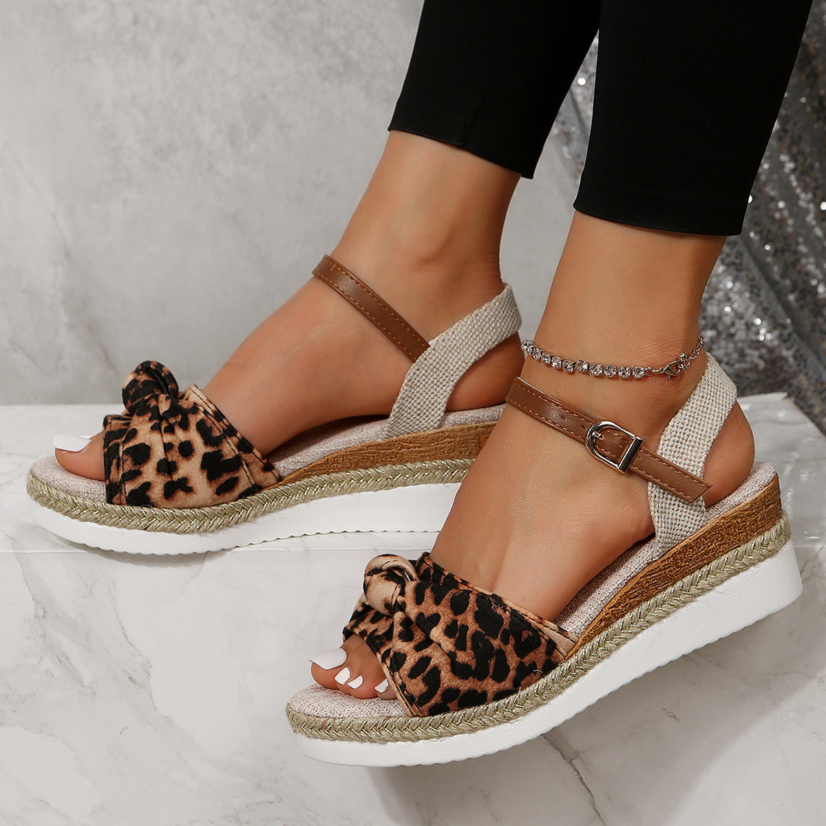 Women’s Thick-Soled Bow Wedge Sandals – Casual Summer Linen New Thick-soled Bow Sandals Summer Fashi | Ectron Online