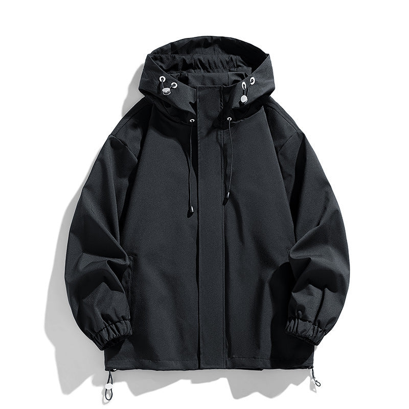 men's loose hooded shell jacket