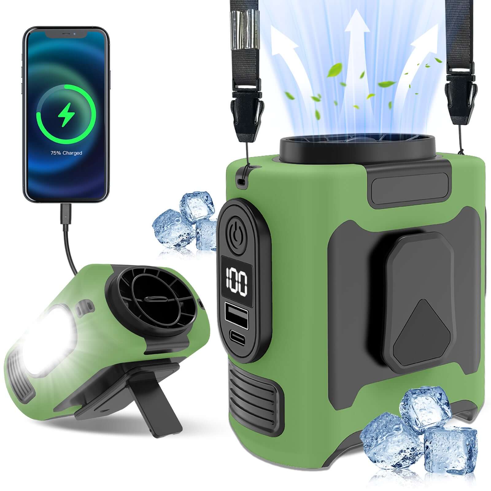 16,000 RPM Portable Waist Fan 16, 000 Rpm 10000mAh Portable Waist Fan, | Ectron Online