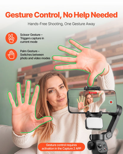 3-Axis Phone Gimbal Stabilizer | Smartphone Gimbal with Fill Light 3-Axis Phone Gimbal Stabilizer For Smart | Ectron Online