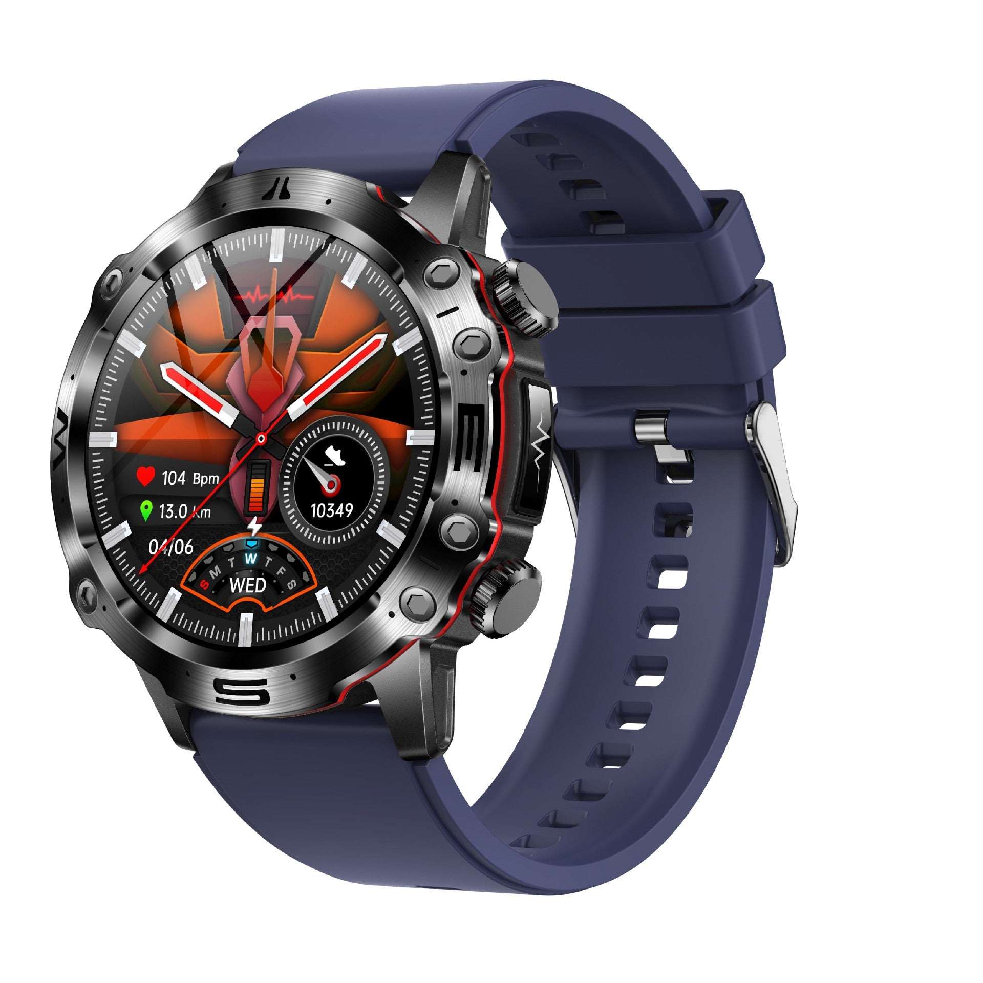 {{ brand }} Men's HD ECG Smartwatch Black Shell Blue Silicone - HD ECG Bluetooth-compatible Call Outdoor