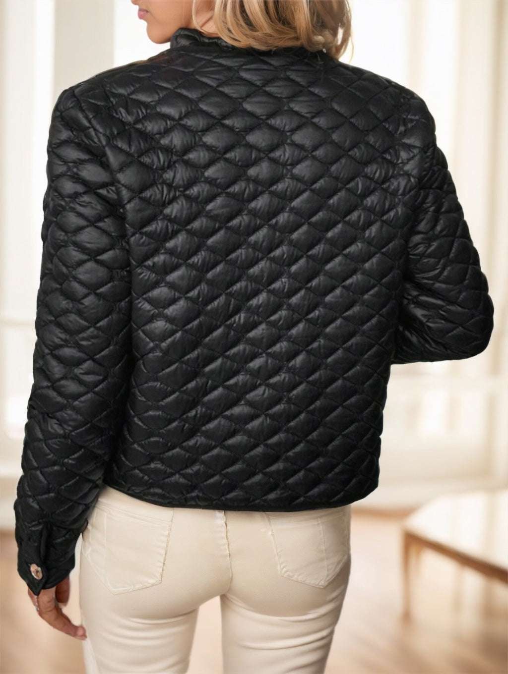 Clasi Elegant Diamond-Quilted Plus Size Women's Winter Short Padded Coat