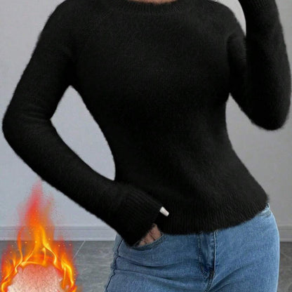 Women's Soft Glutinous Sweater | Pure Color Long Sleeve Knitwear Women's Pure Color All-matching Soft Glu | Ectron Online