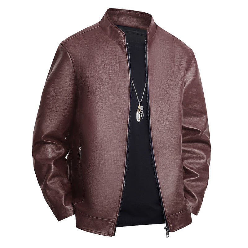 Men's Slim Fit Leather Coat Slim-fit Leather Coat Men's Casual Jacke | Ectron Online