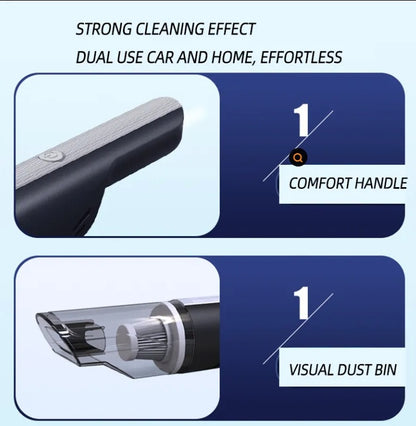 Handheld vacuum cleaner with comfort handle and visible clear dust bin
