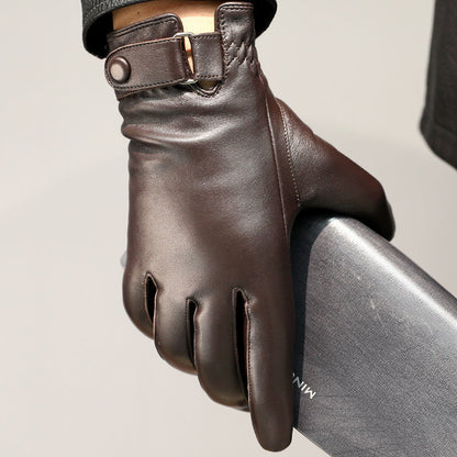 Leather Gloves Men's Winter Warm Sheepskin