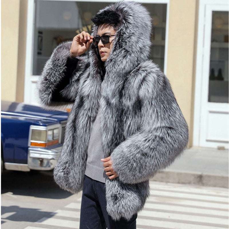 Men's Hooded Mink Fur Coat