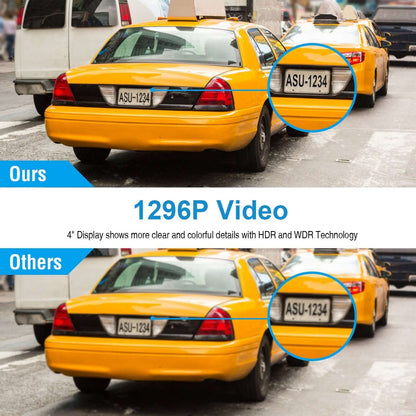 1296P 3-Lens Car Dash Cam - Front, Interior & Rear DVR Recorder 1296P Car DVR Dash Camera 4In 3 Lens Veh | Ectron Online