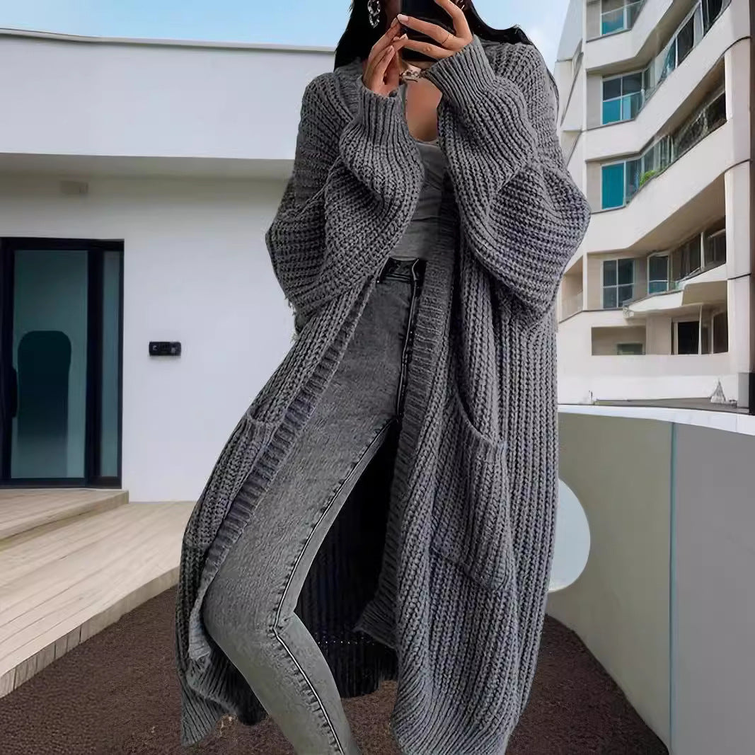 Women's Long Knitted Cardigan | Loose All-Matching Winter Sweater