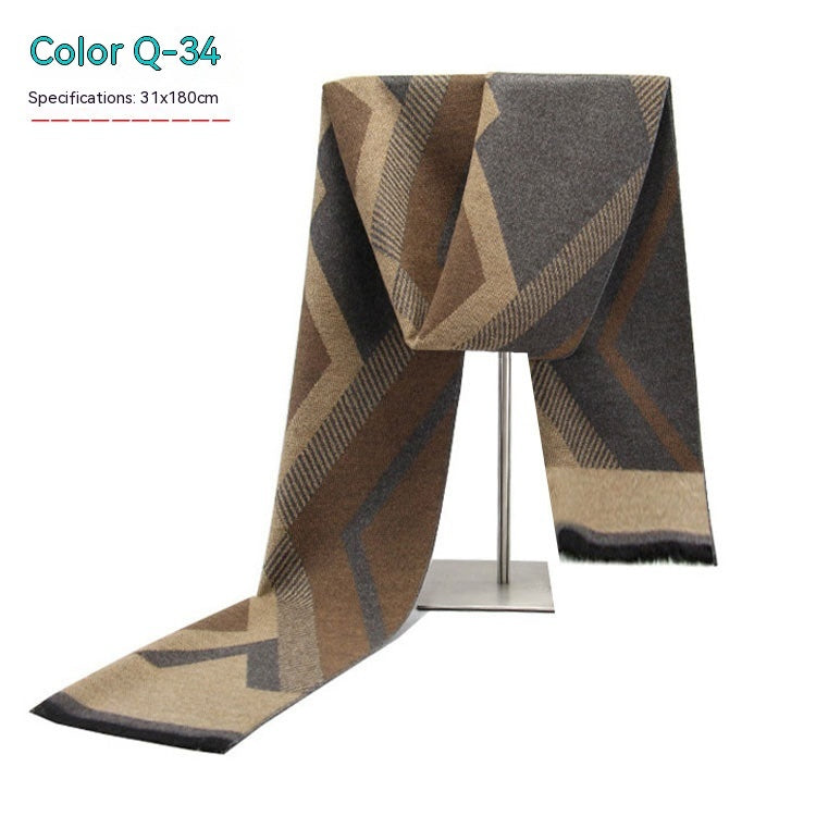 Men's Striped Winter Scarf Men's Striped Winter Warm Artificial Cas | Ectron Online