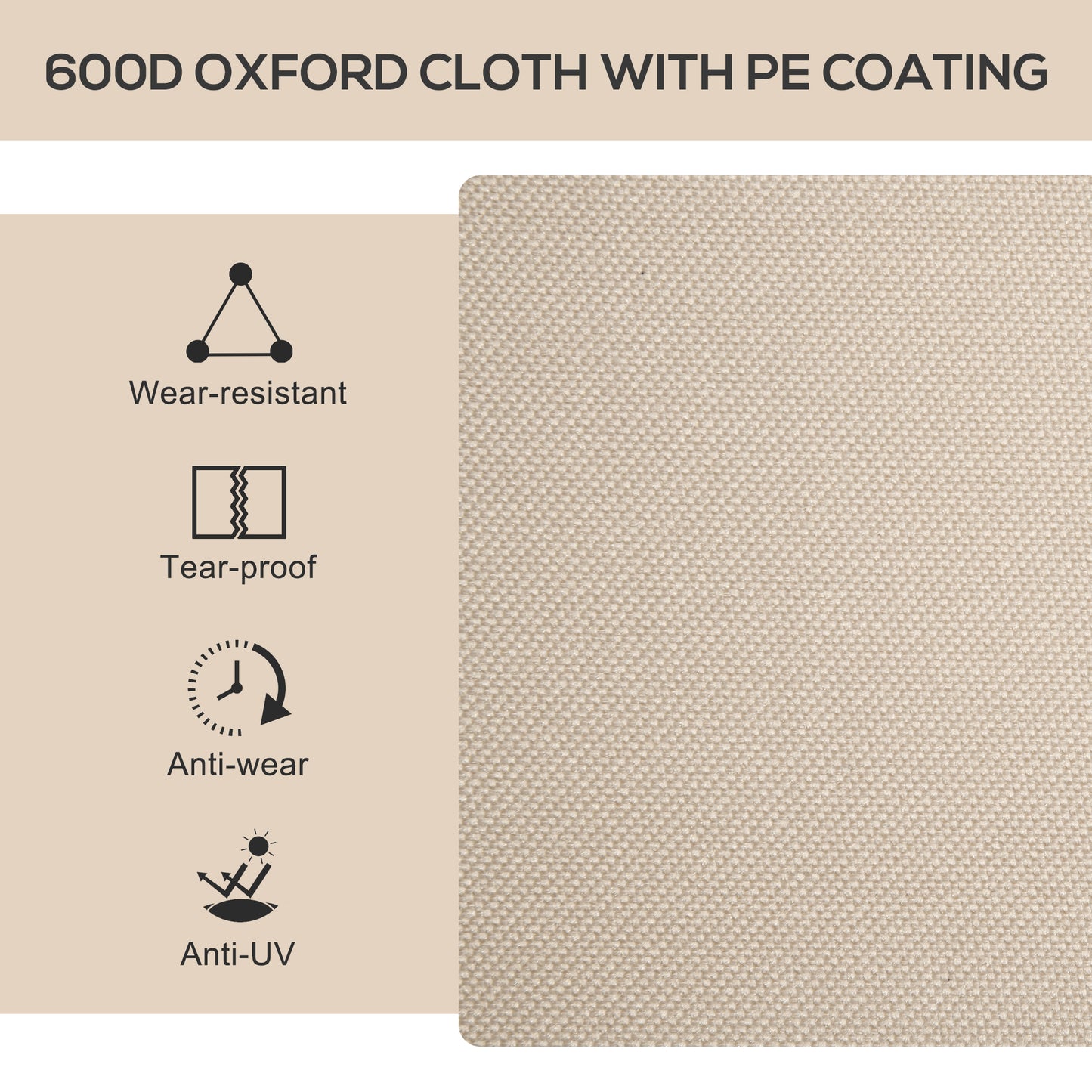 Khaki oxford cloth fabric with PE coating, tear-proof and wear-resistant surface