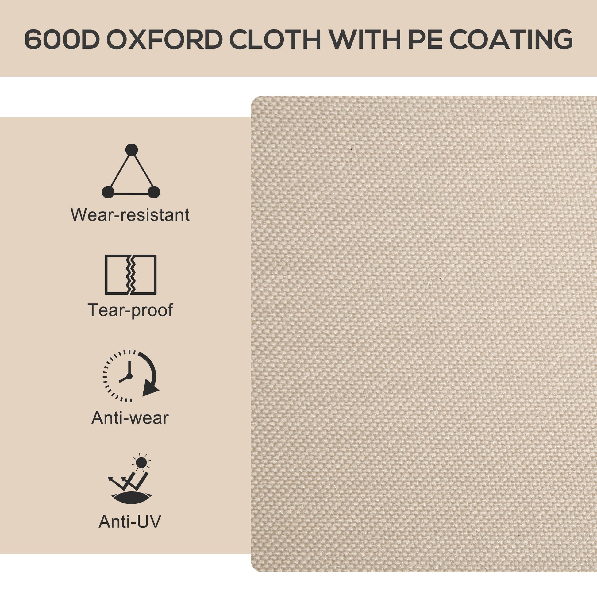 Khaki oxford cloth fabric with PE coating, tear-proof and wear-resistant surface